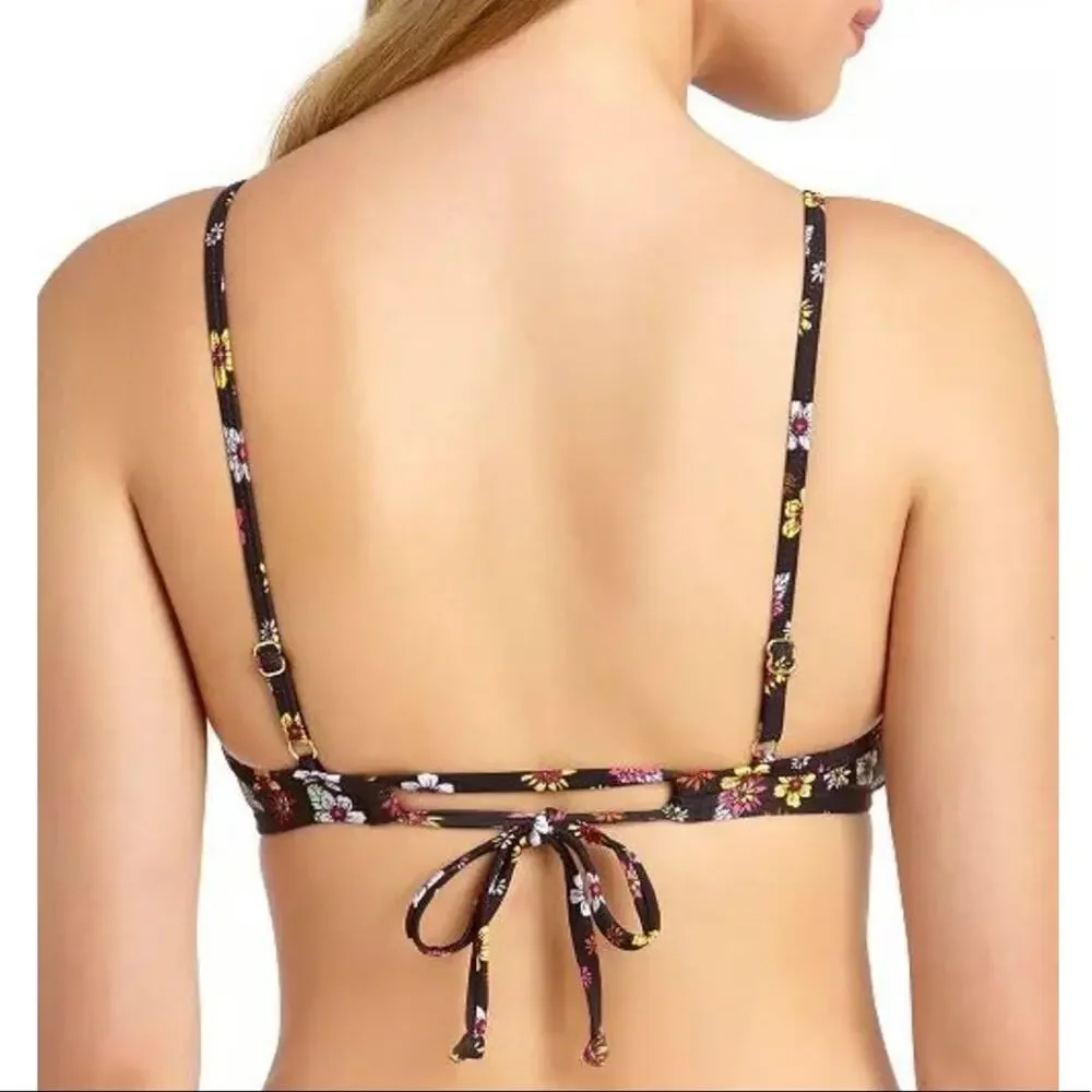 California Waves Floral Flounce Bikini Swim Top